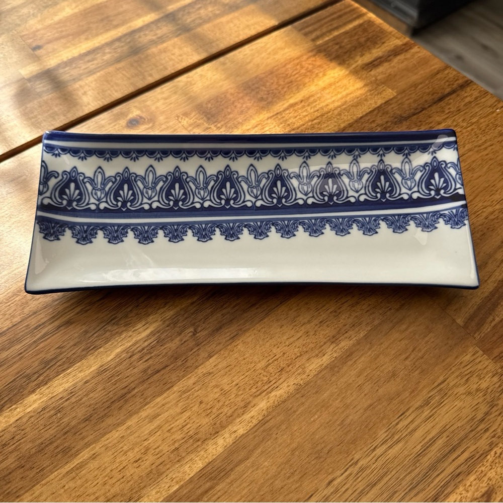 Stunning Bombay Blue and White 4x10” Serving Tray Platter